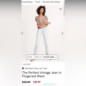 Madewell The Perfect Vintage Jean in Fitzgerald Wash